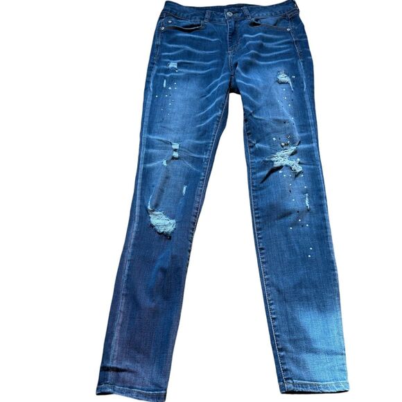 Rewash Brand Jeans Distressed with Rhinestones Size 9/29 - Picture 1 of 10